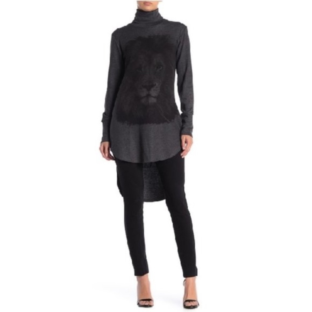 Go Couture Turtleneck High/Low Hem Tunic Sweater